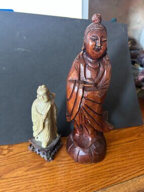 vintage  KUAN YIN  & SOAPSTONE BUDDA